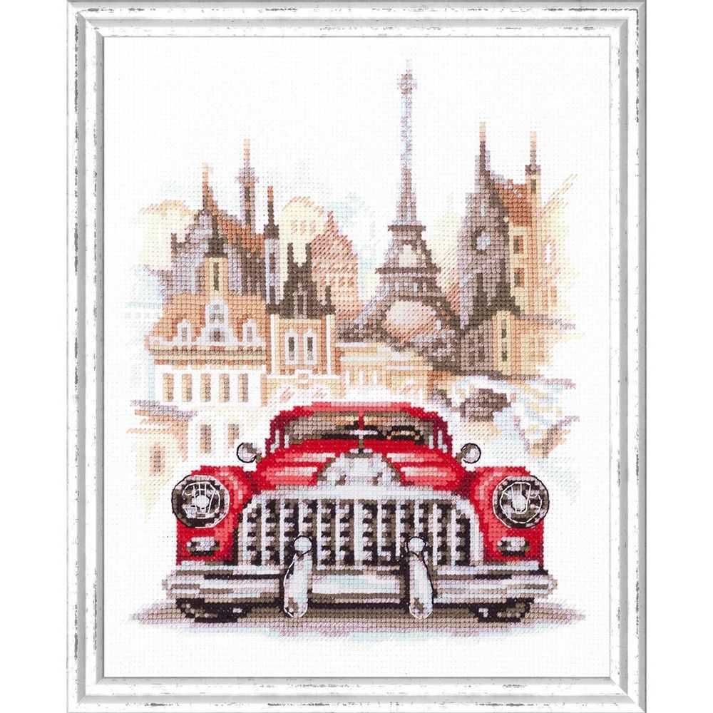 Набор для вышивания нитками Чудесная игла, Ретро-автомобиль. Бьюик 16х20см