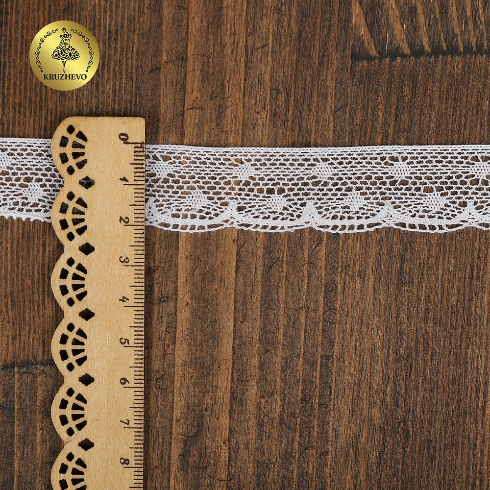 Кружево вязаное (тесьма) 25 мм / 10 метров, D1001, тонкая нить, цв.01 белый, Kruzhevo