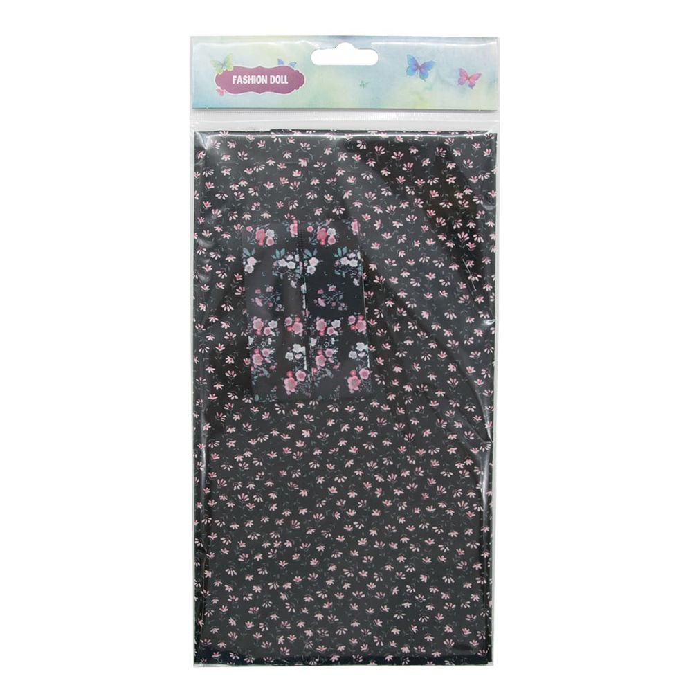 Ткань для рукоделия в наборе х/б с лентой 48х50см+1,5м (25693/25298 черный) 29489