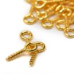 Пин с винтом цв. золото 10мм, уп.100 шт