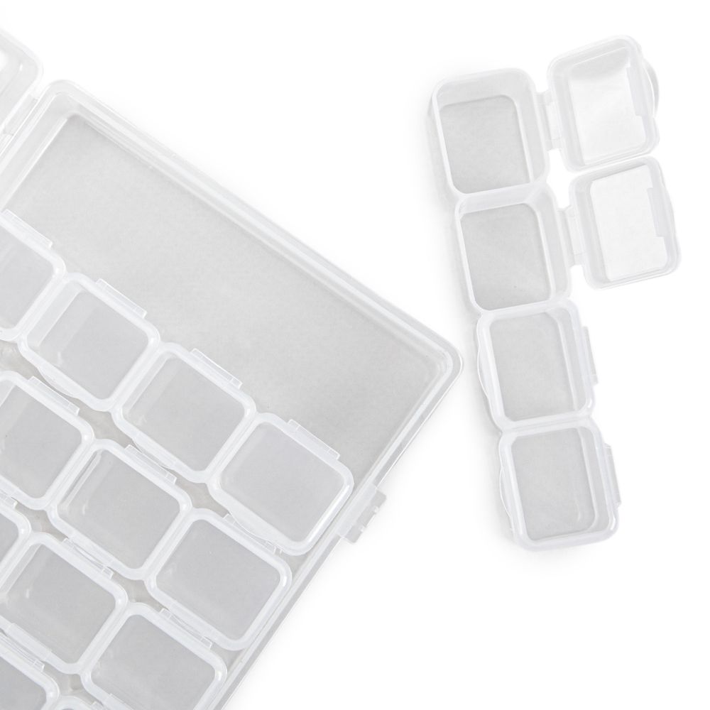 Органайзер для бисера с ячейками 10.6х17.5х2.6 см, 28 яч., пластик, прозрачный, Gamma ОМ-028