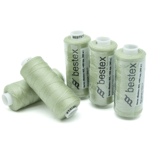 Нитки швейные бытовые Bestex 40/2, 365 м (400 ярд) / 10 кат., 123 серо-салатовый