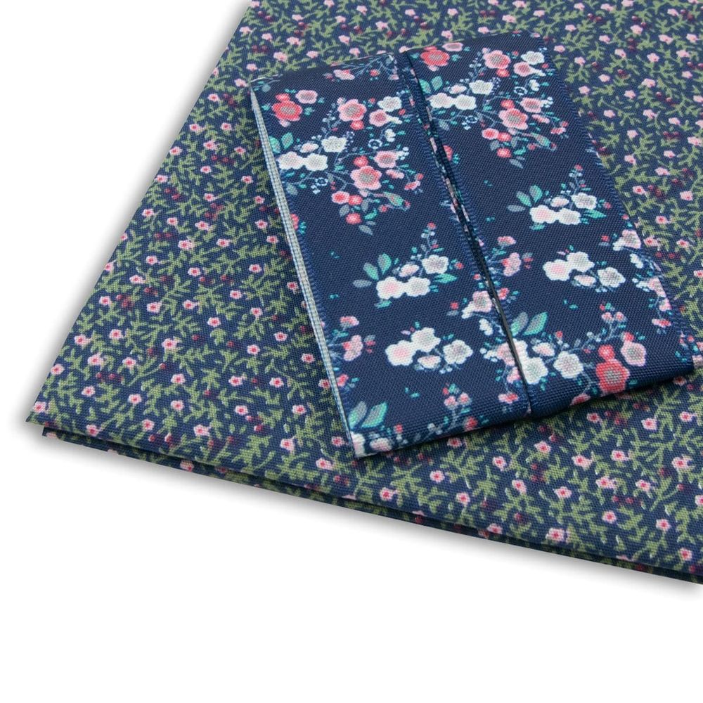 Ткань для рукоделия в наборе х/б с лентой 48х50см+1,5м (25684/25295 т.синий) 29488