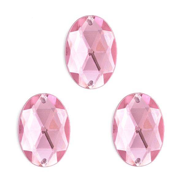 Стразы пришивные акриловые 18x25 мм овал цв.04 розовый, уп.50 шт
