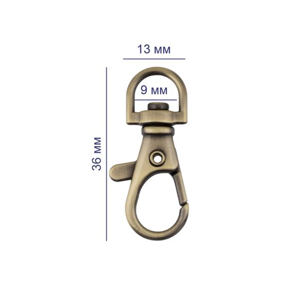 Карабин металл 09 мм (36х13 мм), 10 шт (5х2 шт), 24 под бронзу, Gamma GHM-9