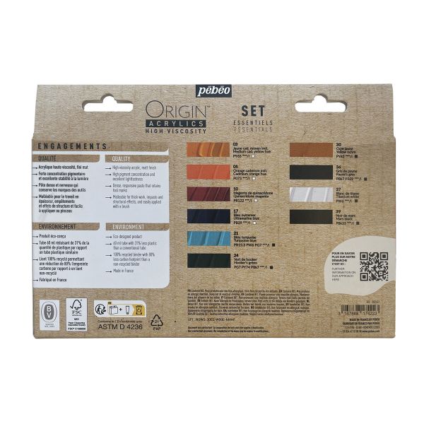 Краска акриловая Set Essentials матовая 10 цв. по 60 мл, Pebeo, 817422