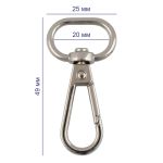 Карабин металл 20.0 мм (49х25 мм), 10 шт, 06 черн.никель, Gamma GH 111/20/10