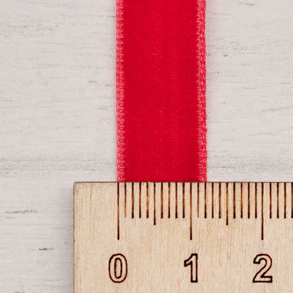 Лента бархатная (тесьма) 12.0 мм / 32.9±2 метров, 0081-1211, 43 красный