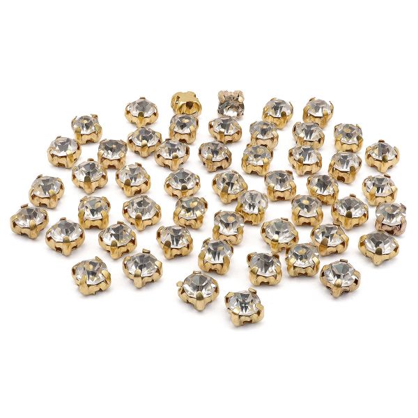 Хрустальные стразы в цапах/золото, 4мм, 50 шт/упак, Astra&Craft (прозрачный), 4AR159/166