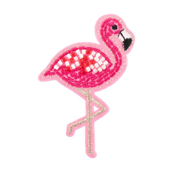 Термоаппликация № 07, 1 шт, 02-703 Фламинго с бисером 5х7.4 см, Gamma, ETF