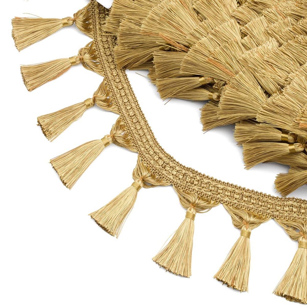 Бахрома отделочная широкая 115.0 мм / 25 метров, с кистями 112 золотистый