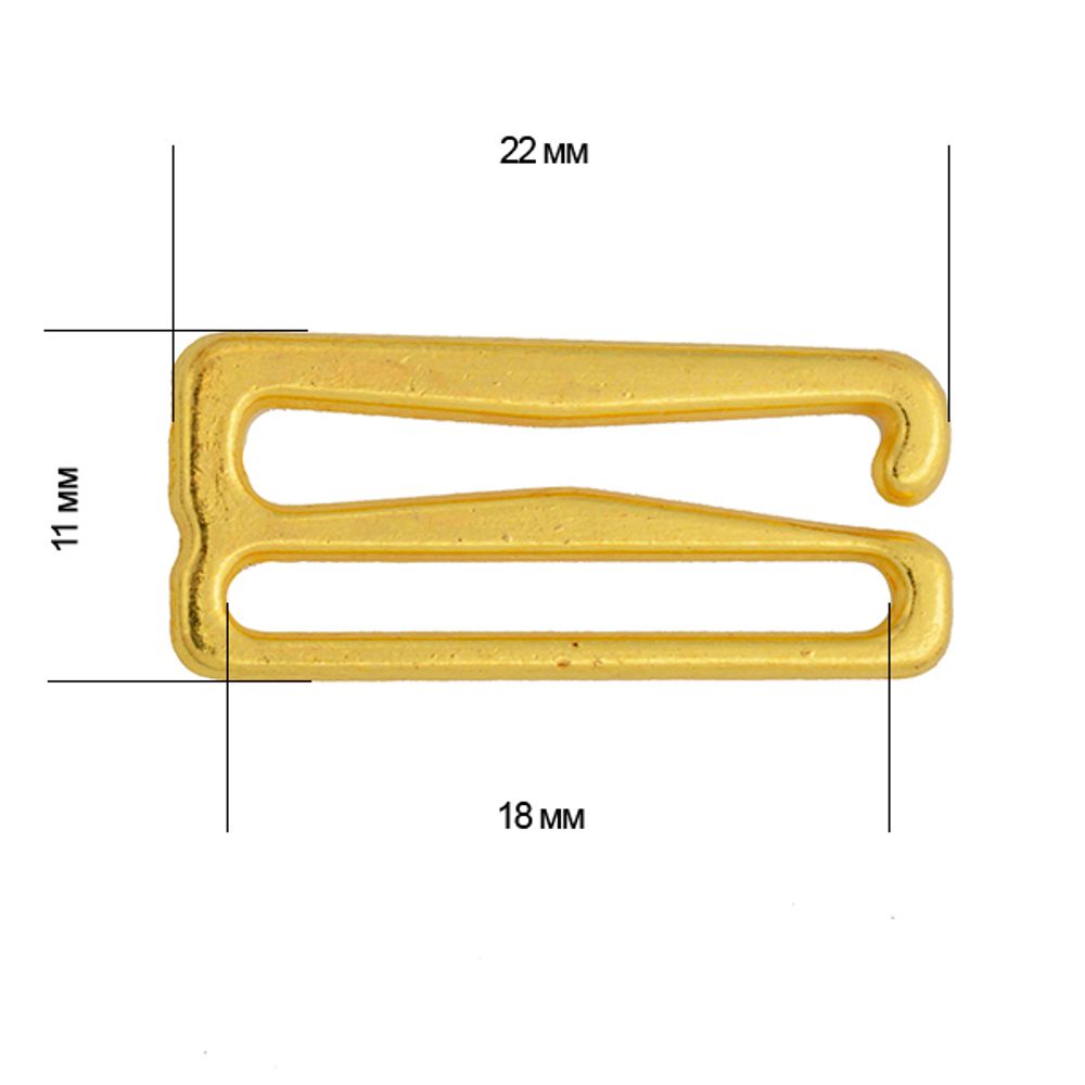 Крючки для бюстгальтера металл 18.0 мм, 100 шт, 05 золото