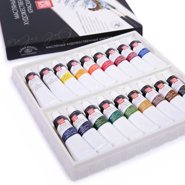 Краска масляная набор 18 цв. 18 мл, Аква-колор IZO-OP-1818