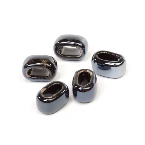 Бусины керамика 15х8 мм, цв. 001 черный, 5 шт, Tesoro