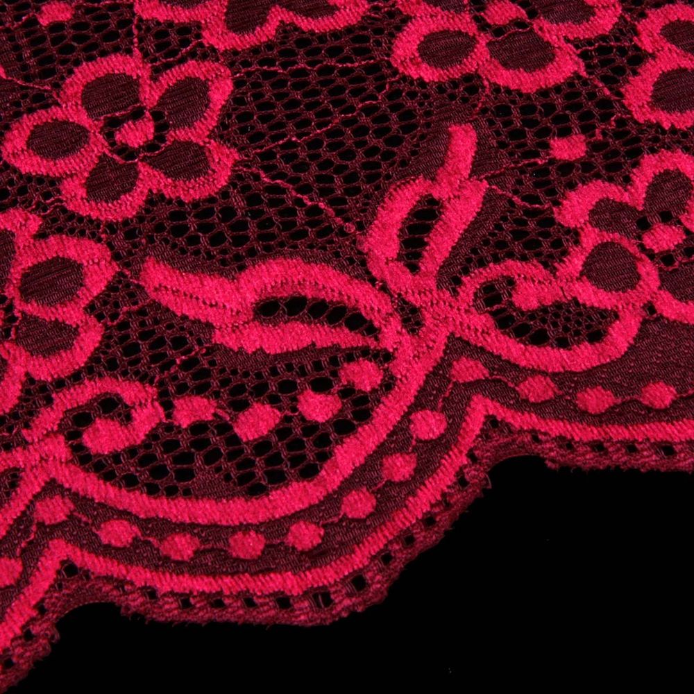 Кружево бельевое эластичное 400 мм / 13.72 м, цв. C520 т.красный