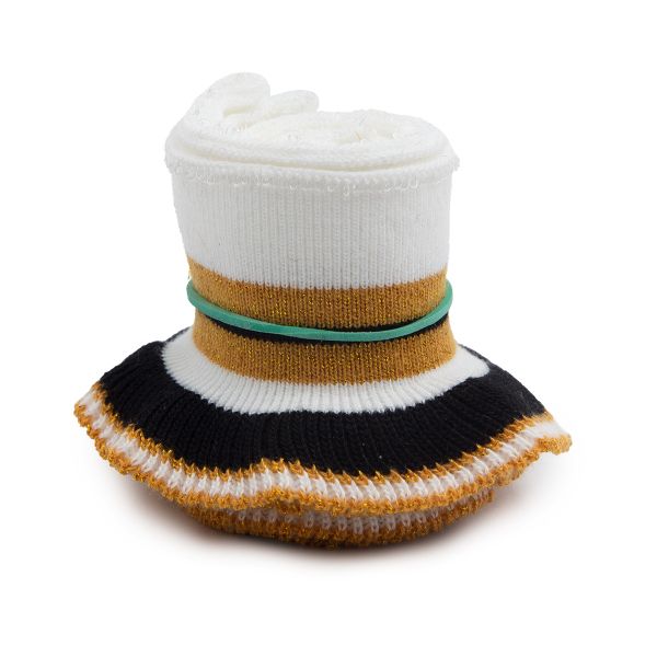 Подвяз (довяз) трикотажный с рюшами 6см, 1 метр, белый/черный/золото