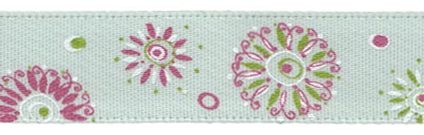 Лента атласная с рисунком 12.0 мм / 5 шт по 3 метра, F14/132 цветы/голубой, Gamma ALP-123