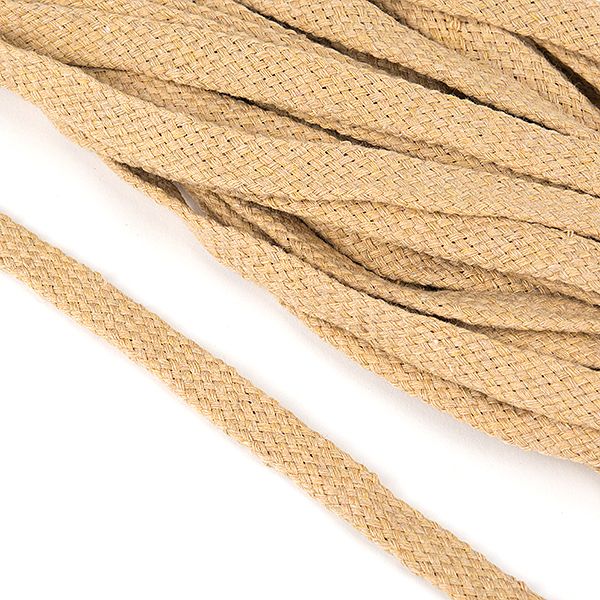 Шнур плоский плетеный х/б ⌀10.0 мм / 50 метров, турецкое плетение 004 бежевый