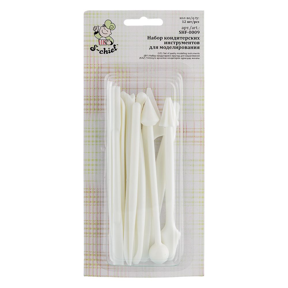 Набор кондитерских инструментов для моделирования 12 шт, пластиковые, S-Chief SHF-0009