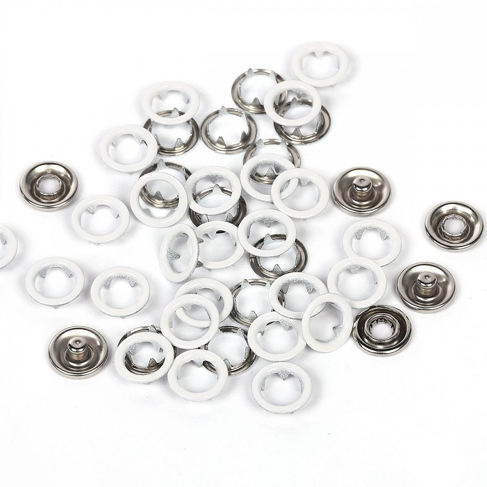 Кнопка рубашечная (джерси) открытая ⌀9.5 мм, НЕРЖ.СТАЛЬ, 101 белый, 500шт, TBY