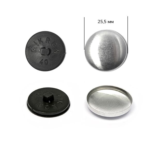 Заготовки для обтяжки пуговиц №40 (25,5мм) ножка - пластик цв. черный уп. 250 шт