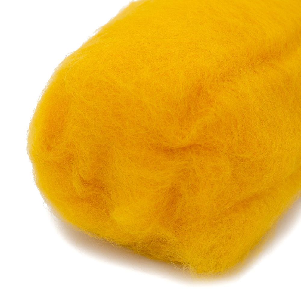 Шерсть для валяния Кардочес 100% п/тонк.шерсть, 100 гр. Камтекс, 104 желтый