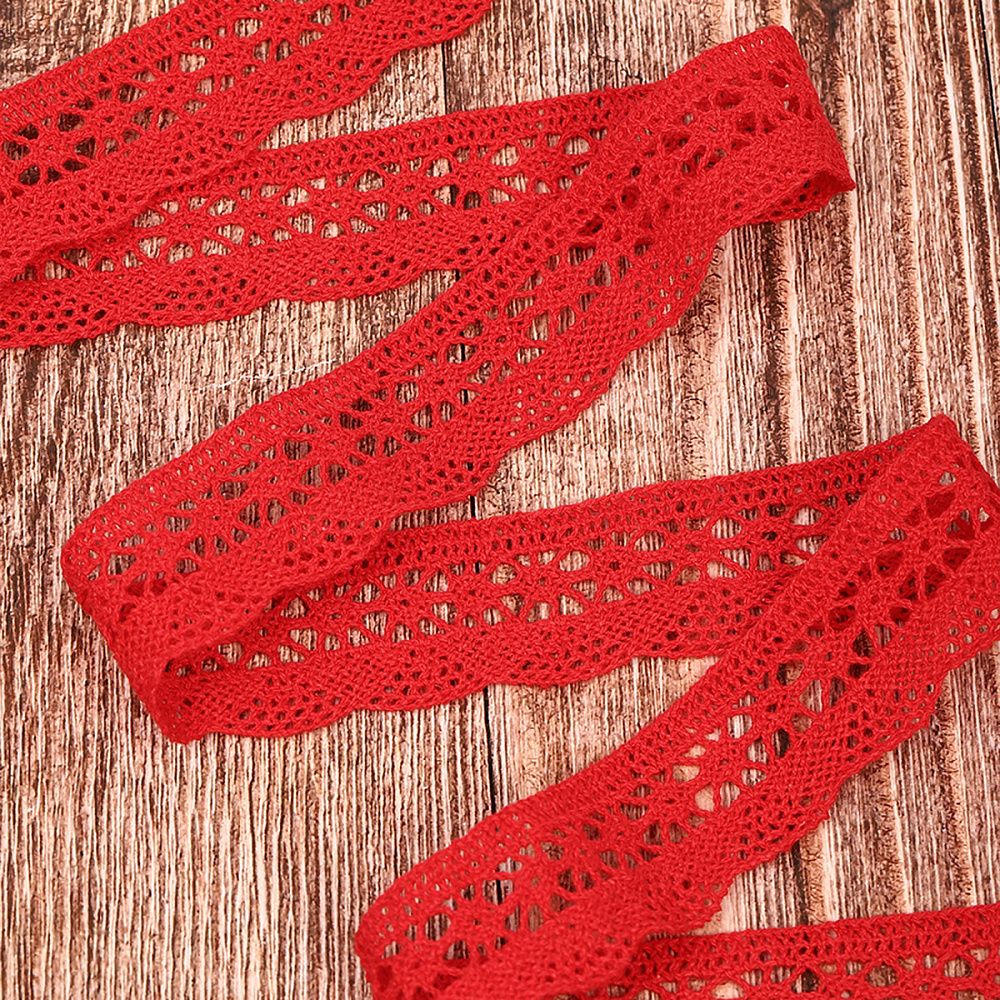 Кружево вязаное (тесьма) 27 мм / 10 метров, хлопок, TBY.1005 цв.F162 красный, Kruzhevo