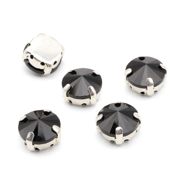 Хрустальные стразы в цапах круглой формы, черный 10 мм, 5 шт. Astra&Craft, РЦ018НН10