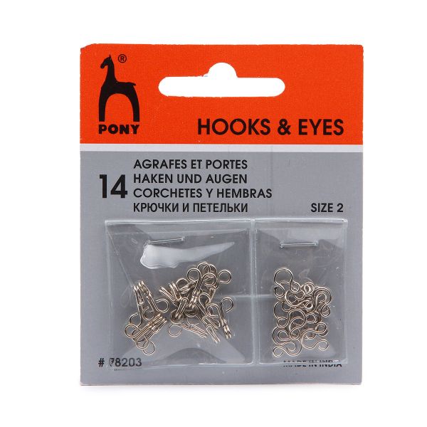 Крючки пришивные 11 мм, никель, серебристые, 14 шт, Pony