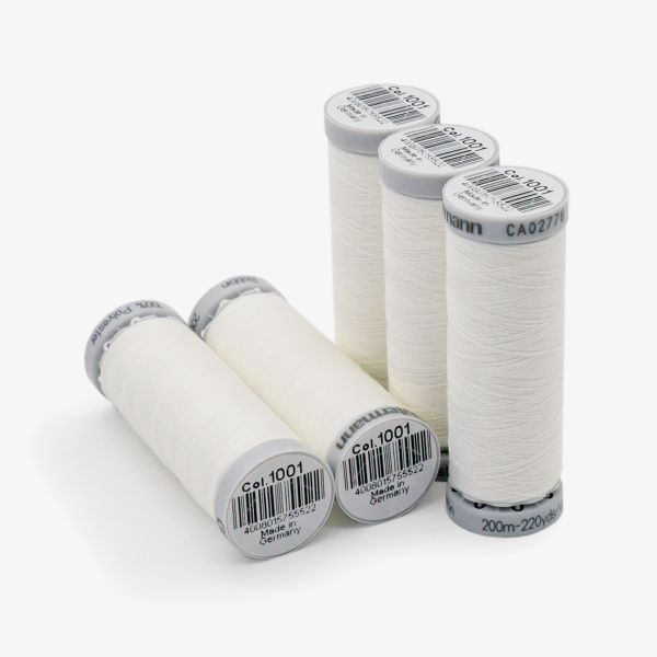 Нитки нижние для вышивки Gutermann Sulky Bobbin, 200м, 1001 молочный, 5 катушек