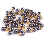 Пуговицы на ножке Жемчужина со стразами 8мм (сиреневый/золото), 50 шт