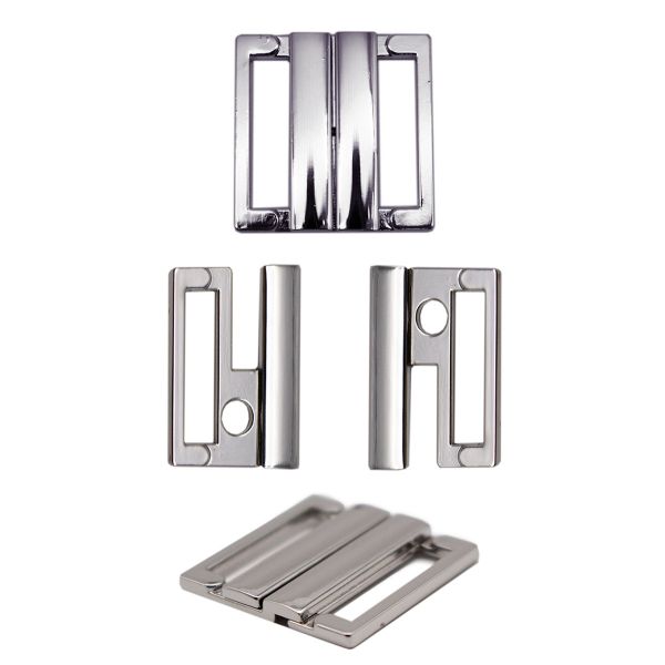 Застежки для купальника (бикини) металл 20 мм, 2 шт, серебро (белая бронза), Arta, GYZA20