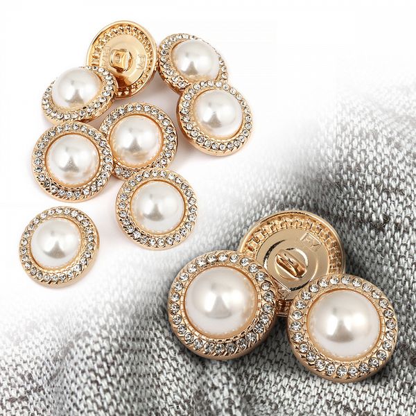 Пуговицы металлические на ножке 32L-20 мм, С-MP15 цв.золото/перламутр, 10 шт