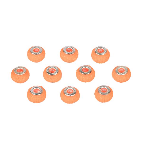 Бусины шармы ⌀14 мм, 10 шт, смола, №15 оранжевый/неон, Zlatka RFB-14