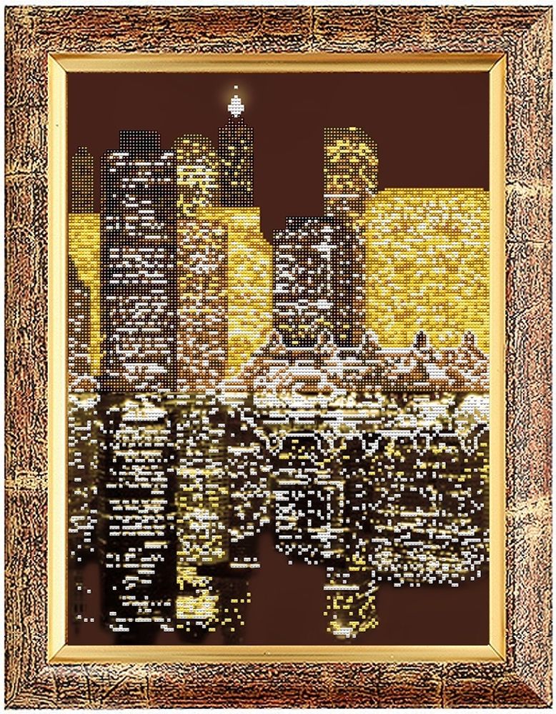 Рисунок для вышивания Славяночка (ткань), М-004 Ночной Город ч2 28х38 см