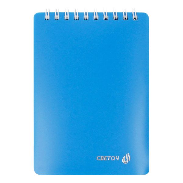 Блокнот с пластиковой обложкой, тиснение серебряной фольгой, 500 мкр, на гребне, A6 80 л., 4 шт, клетка, Голубой 01045, Светоч 80Б32