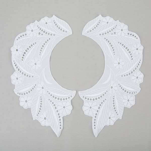 Пришивной кружевной воротник шитьё 120 мм, 5 пар Турция, белый, Gamma VYEM-28-01