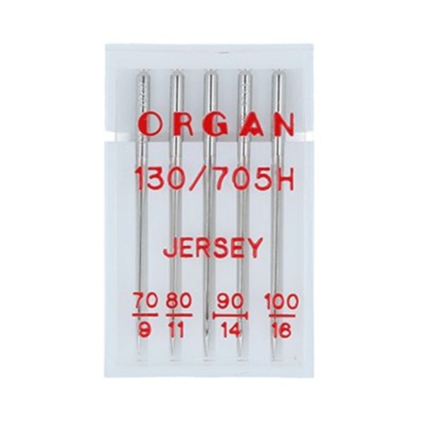 Иглы для швейных машин для джерси 130/705 Н, №70-100, ассорти, 5 игл, в пенале 5221000 70-100, ORGAN