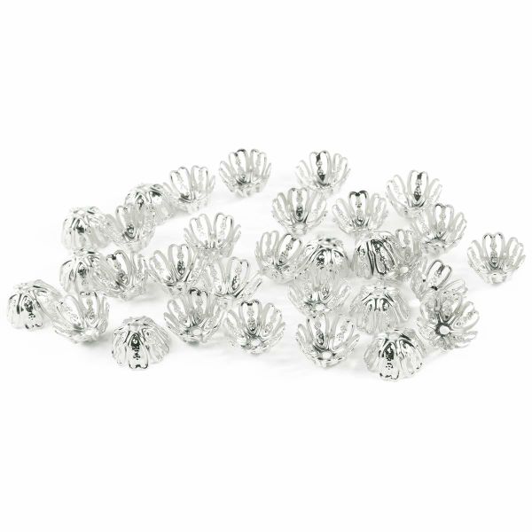 Шапочка для бусин, 12 мм, 30 шт в упак, серебро