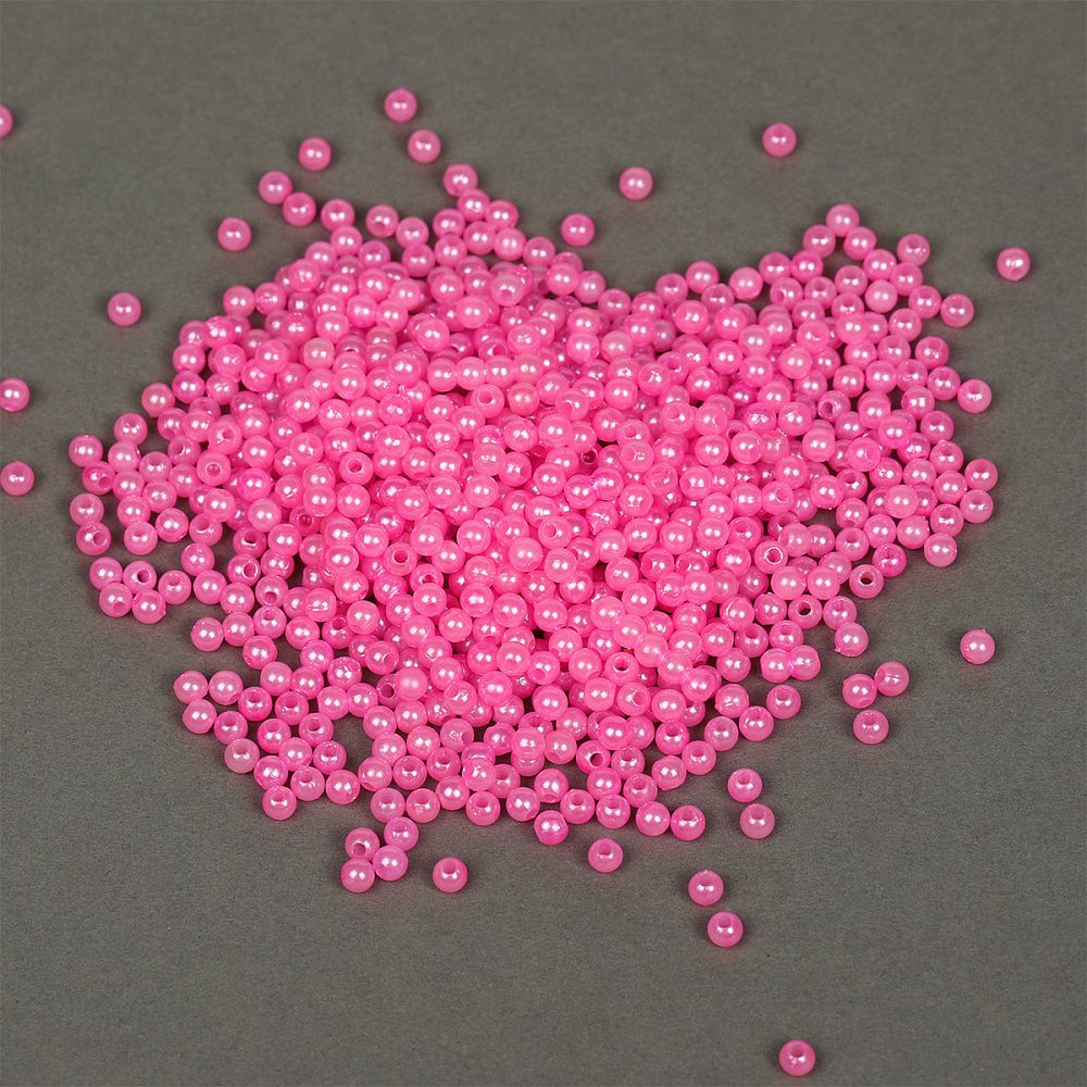 Бусины пластик (перламутр) ⌀4 мм, цв.096 яр.розовый уп.50г (1500 шт), Magic4Hobby