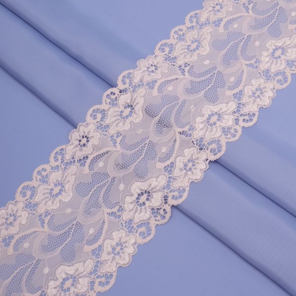 Кружево бельевое эластичное 150 мм / 3.4 метра, цвет молочный