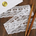 Кружево вязаное (тесьма) 60 мм / 10 метров, D1011, тонкая нить, цв.01 белый, Kruzhevo