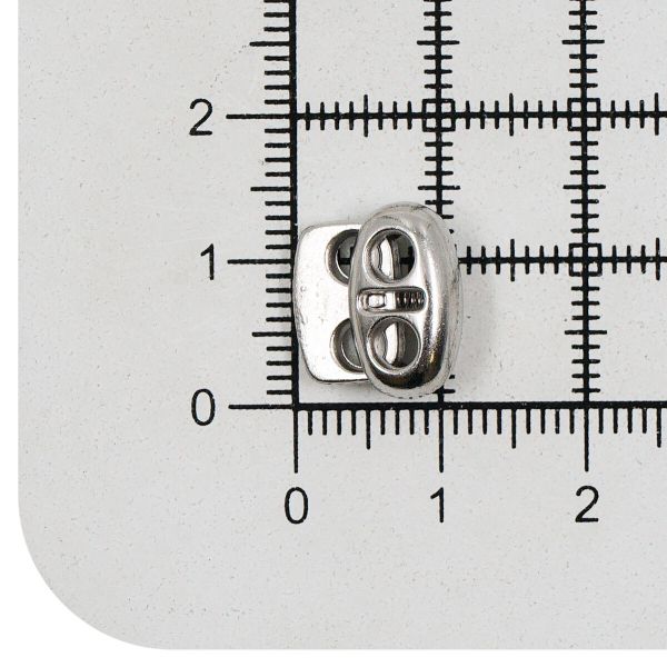 Фиксатор (зажим) для шнура металл плоский, 2 отв., 12х13.5 мм, (in ⌀3 мм), мет. цв.никель, 20 шт