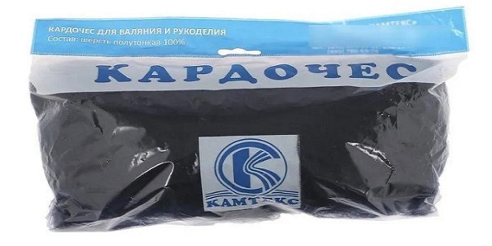 Шерсть для валяния Камтекс Кардочес Mini п/тонкая 1х100 г, (26-28 мкр), 173 синий