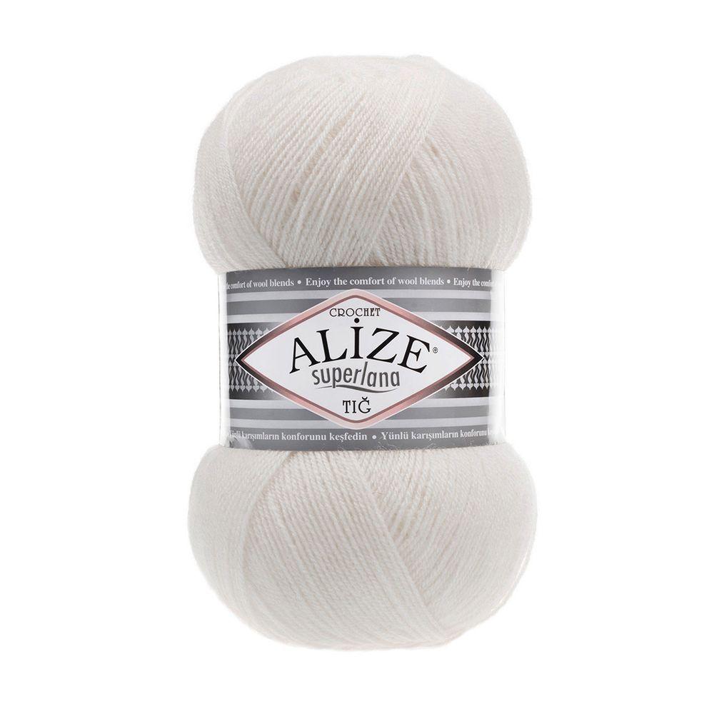 Пряжа Alize (Ализе) Superlana TIG / уп.5 мот. по 100 г, 570м, 599 слоновая кость