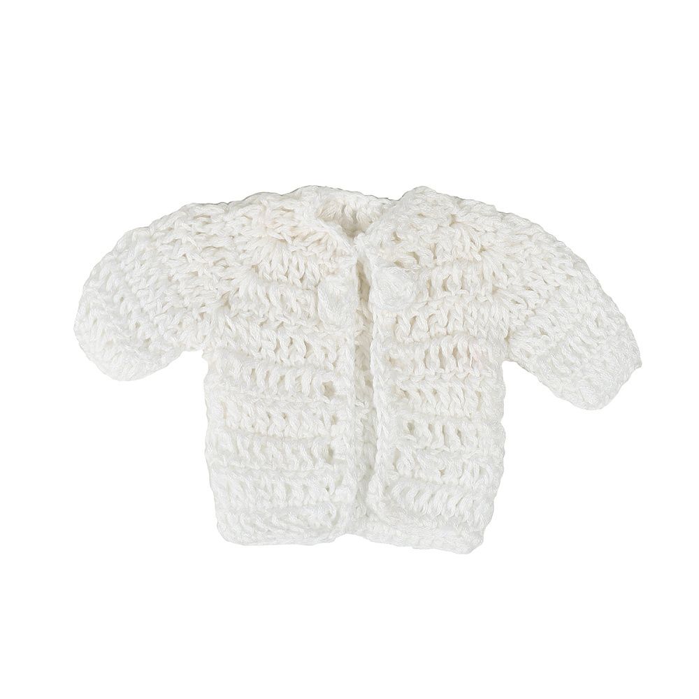 Кофта вязаная мини (ручная вязка), ширина 8см длина 9см рукав 5см цв.белый
