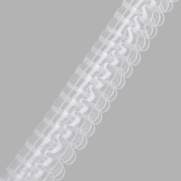 Лента (тесьма) шторная: сборка вафельная (1:2.5) 60 мм / 10 метров, (2 ряда петель, 4 шнура), прозрачный, ТУ, C705M
