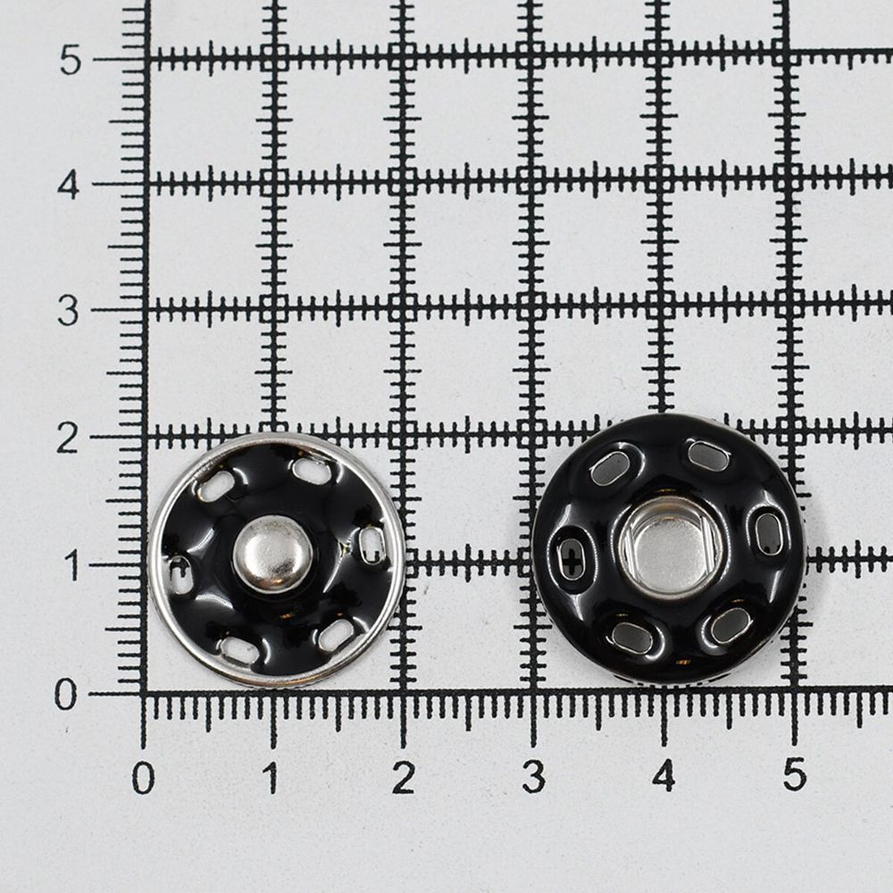 Кнопка пришивная металл ⌀21.0 мм, никель / черный, 10 шт, КПР6