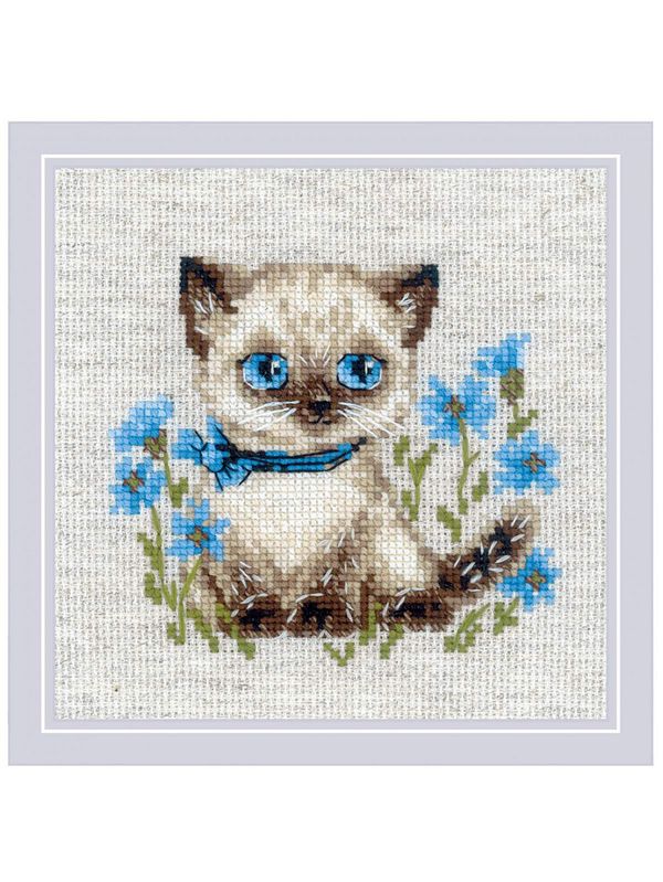 Набор для вышивания нитками Риолис, Сиамский котенок 15х15 см