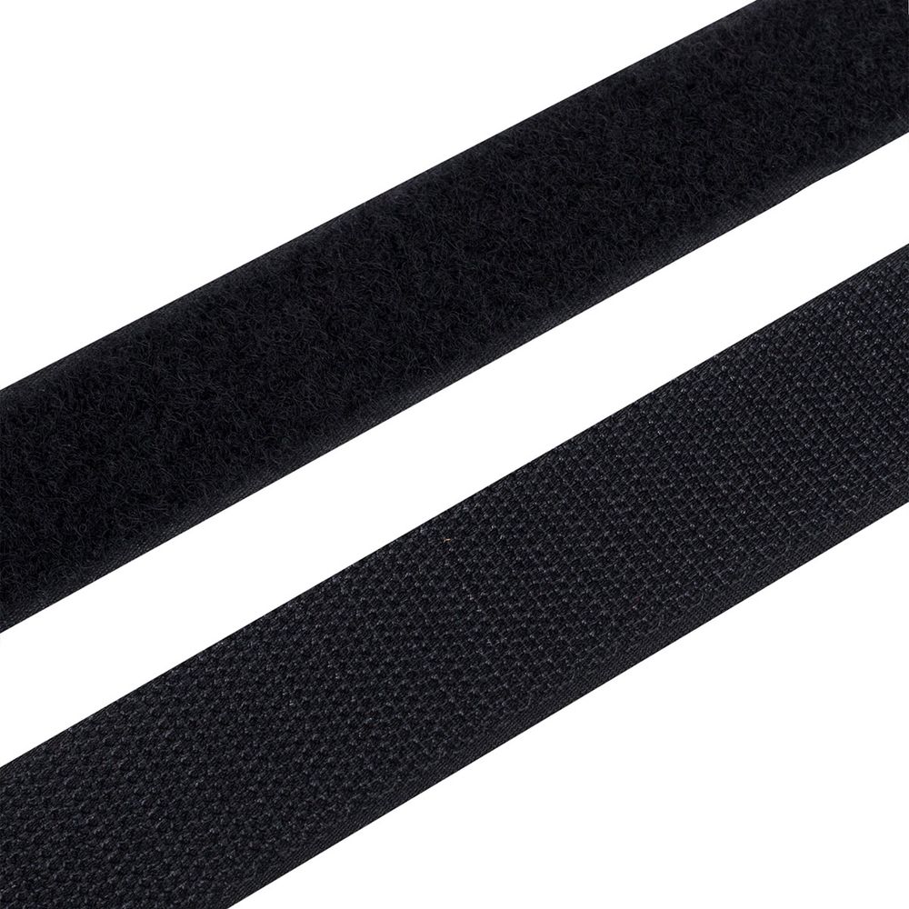 Лента контактная липучка (велкро) пришивная 30 мм, / 25 метров, черный, Hobby&amp;Pro, ПАРА (крючок+петля), качество "A"